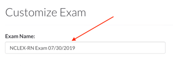 Choose a name for your exam
