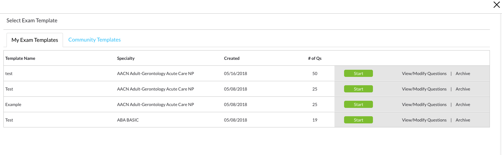 Exam Template screenshot